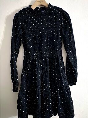 GAP Black Dress with White Polka Dots — Smocked Yoke